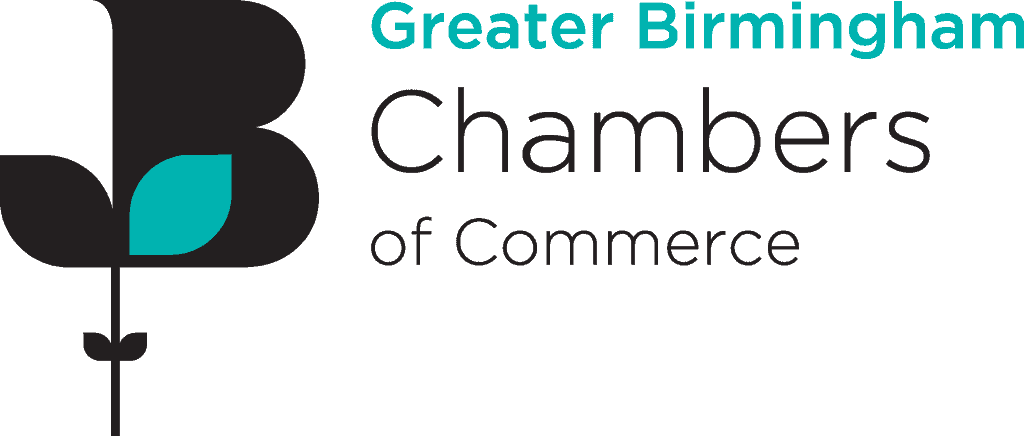 Black and teal logo reading Greater Birmingham Chambers of Commerce.