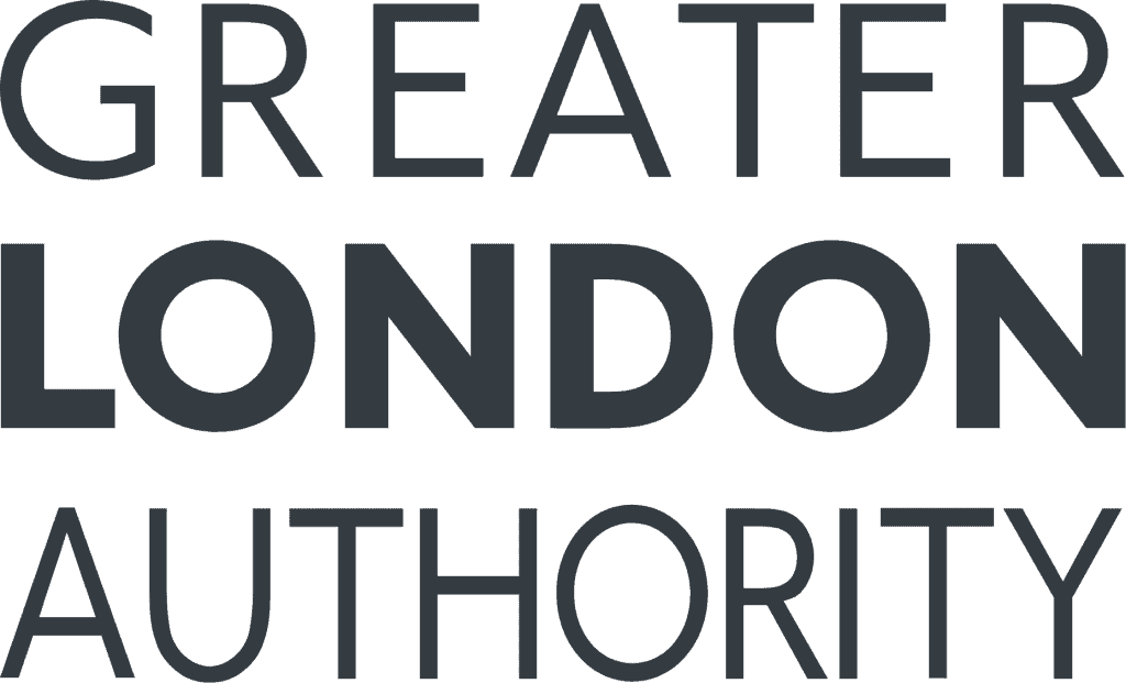 Black Greater London Authority logo.