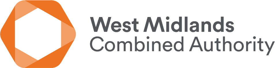Orange and black logo reading West Midlands Combined Authority.