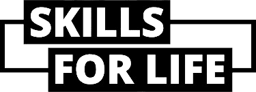 Black logo saying 'Skills for Life'