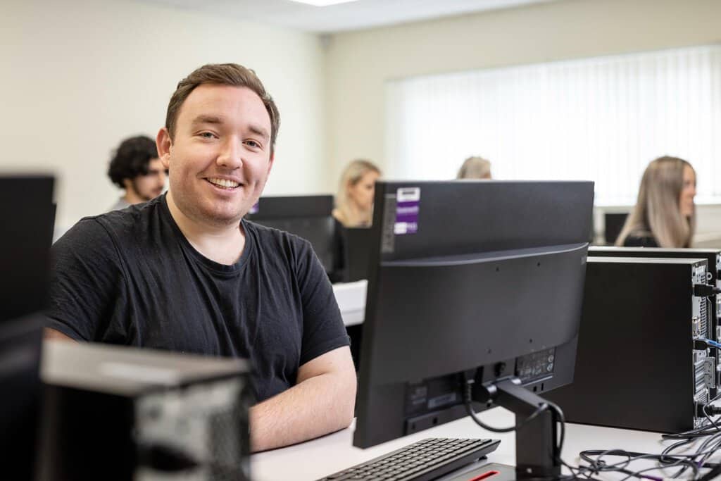 Photo of a student using a computer