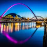 Image of Newcastle quayside with vibrant bars and restaurants