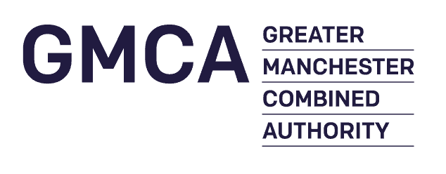 Black logo reading GMCA - Greater manchester combined authority